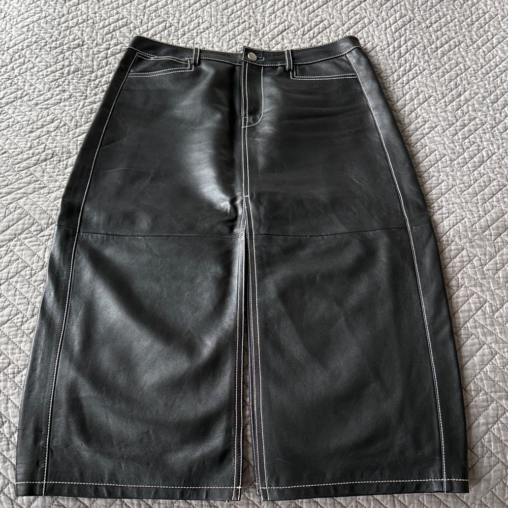 Proenza Schouler White Label Elegant Black faux Leather Skirt Sz S NWOT